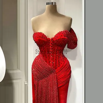 Burgundija Ljubica Vratu Biseri Večerne Obleke 2021 Dolgo Večernih Oblek Po Meri Izdelane Formalne Ženska Obleka