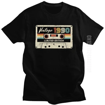 Classic Vintage Izdelan Leta 1990 Majica s kratkimi rokavi Moški 30. Rojstni dan Darilo Retro Kaseta Tshirt Cotton Tee Shirt Obletnico Vrhovi Za Moža