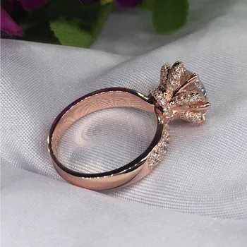 Cvet Obliko Diamantni prstan Srebrne barve AAAAA Cz Obletnico poroko band obroči za ženske Poročne Izjavo Stranka Nakit