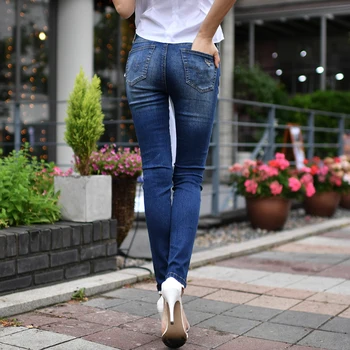 Dabuwawa jeseni nov slog temperament moda slim skrajšanje noge jeans hlače ženske hlače