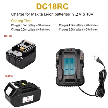 Dc18Rc 14,4 V 18V Li-Ion Baterija, Polnilec 4A polnilni tok Za Makita Bl1830 Bl1430 Dc18Rc Dc18Ra električno Orodje, Baterije Nas Plug