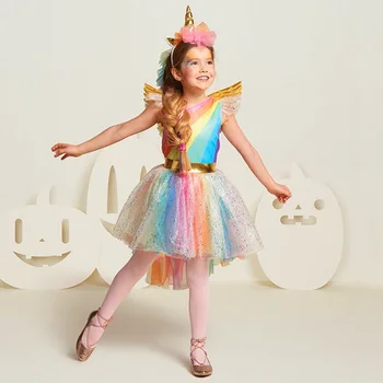Dekleta Samorog Obleko gor Kostum Otroci Halloween Žogo Obleke Cosplay Princesa Otrok Rojstni dan Samorog Stranka pustna Oblačila