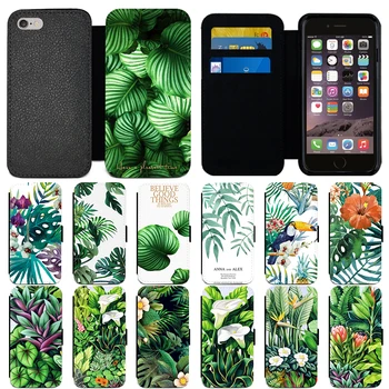 Deževni gozd Zelenih Rastlin, Listi Narave Pokrajino PU Usnja Flip Denarnico, Telefon Primeru Pokrovček Za iPhone 5 6 7 8 Plus X XR XS 11 PRO MAX