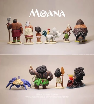 Disney Moana Princesa Film 6-9 cm 10pcs/nastavite Dejanje Q različica Slika Model Anime Dekoracijo PVC Zbirka Figur Igrače model
