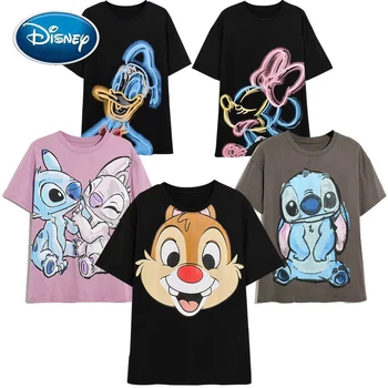 Disney Moda Srčkan Mickey Mouse, Donald Daisy Raca Risanka Tiskanja Priložnostne Ženske T-Shirt O-Vratu Puloverju Kratek Rokav Svoboden Tee Vrh