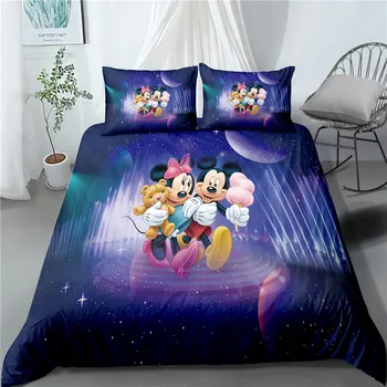 Disney Vijolično Cvetlični Minnie Mouse Poliester Rjuhe Kritje Pillowcases Tolažnik Pokrovček Nastavite za Fante, Dekleta Spalnica Dekor Twin Enotni