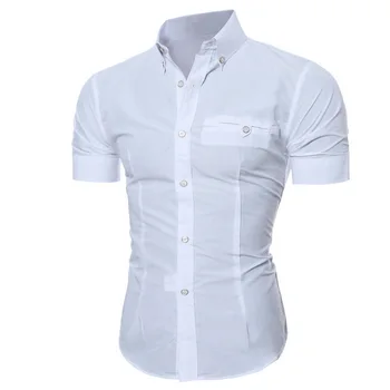 Dropshipping Moških Srajc 2020 Poletje Moda Kratek Rokav Priložnostne Majice Slim Fit Urad Belo Srajco Barva Camisa Masculina
