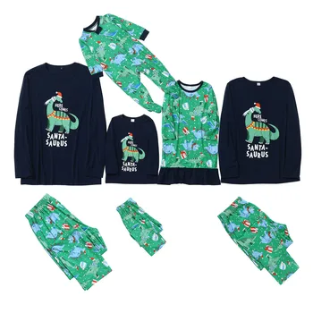Družina Ujemanje Oblačila Dinozaver Natisnjeni Odrasli Družinski Videz Žensk, Otrok, Pes Božič Sleepwear More Družino Božični Pižamo Set