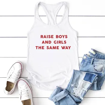 Dvig Fantje in Dekleta Enako Črko T-Shirt Ženske Kratek Rokav Poletje Feministe Tee Srajce Grunge Tumblr Enakosti Vrhovi
