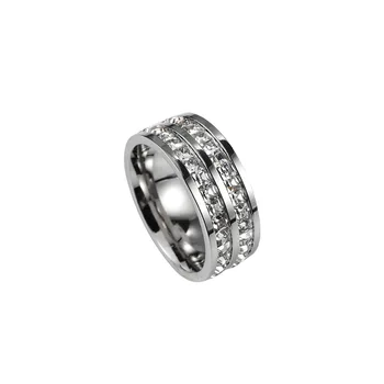 Eksplozivne Moda Eno-in Dvoposteljnih Vrstico Crystal Ring za Ženske, za Moške, iz Nerjavnega Jekla Obroč Rose Gold Plating Nekaj Prstan na Debelo