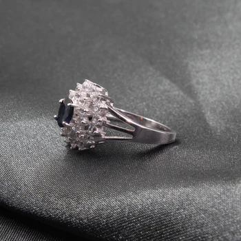 Elegantna srebrna sapphire obroč 4 mm * 6 mm resnično temno modra, temno modra pravi 925 srebro za 0,5 ct safir poročni prstan romantično darilo