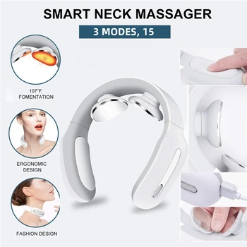Električni Impulz Vratu Massager Polnilne USB Materničnega vratu VertebraTraction Lajšanje Bolečin, Ogrevanje Funkcija Terapija Masaža Stimulator