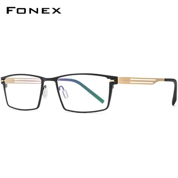 FONEX Čistega Titana Očal Okvir Moških 2020 Nov Recept Kvadratnih Očala Okvirji Ženske Kratkovidnost Optični Brezvijačno Očala 8531