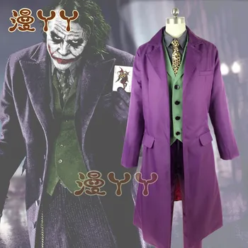 Heath Ledger Cosplay Obleko za noč Čarovnic mens Film The Dark Knight Joker Kostum Vijoličasto Jakno Celoti določa