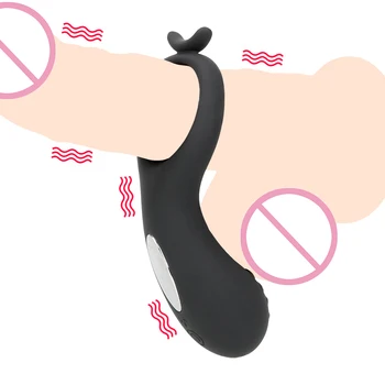 IKOKY 10 Načini Silikonski Petelin Obroč Zamudo Izliv z vibriranjem Penis Prstan USB Polnilne Vibrator Spolnih Igrač za Moške Moški