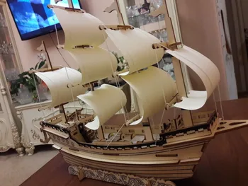 Jadrnica ladje Jigsaw Igrače Učenje stavbe trajekt model puzzle darilo za otroke 3D Lesene DIY lesa otrok učenje igrače čoln