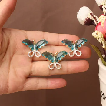 Japonska Koreja novo modno oblikovanje nakita lepe nastavite baker vdelan cirkon kristalno metulj uhani odpiranje ženski maturantski obroč