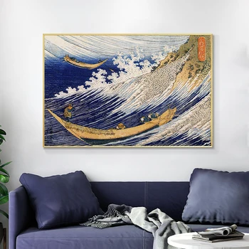 Japonski Umetnosti Oceana Valovi Platno Slikarstvo Plakat Letnik Steno Platno Natisne Cuadros za Dnevni Sobi Doma Dekor