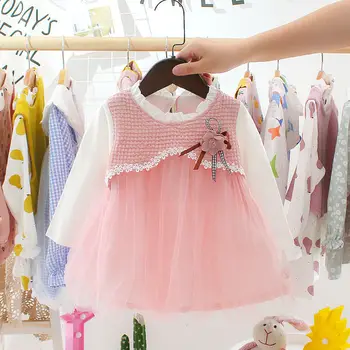 Jeseni Novorojenega dojenčka Baby Obleko Bombaž Malčka Obleko Preja Stranke Obleke za Dojencek Dekliška Oblačila 0-2Y