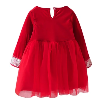 Jeseni, Pozimi Baby Dekleta Dolgo Sleeve Solid Tiskanja Obleko Otroci Princesa Pageant Cheongsam Obleke Novega Leta Predvečer Kostumi