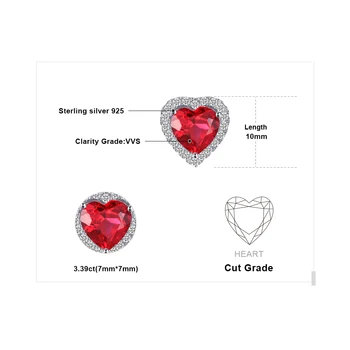 JewelryPalace Srce Ustvaril Ruby Stud Uhani 925 Sterling Srebrni Uhani Za Ženske Dragih Kamnov, Korejski Earings Modni Nakit