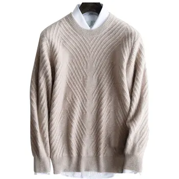 Kašmir pulover moške okrogle ovratnik zgosti ohlapen pulover jeseni in pozimi nove poslovne prosti čas dnu tople pletene sweate