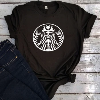 Keleton Majica Ljubitelj Kave Darilo Hoodie Darilo za Njo Majica Ženske 2020 Halloween Ženska Oblačila Kawaii Kave
