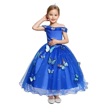 Kid Modra Princesa Obleko Halloween Kostumi Otrok Puhasto Krasen Rella Fancy Obleke Baby Dekle Darilo Za Rojstni Dan Obleke, 2-