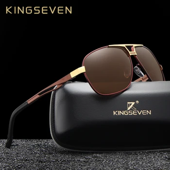 KINGSEVEN blagovne Znamke Classic Polarizirana sončna Očala Moških Vožnje Alu Rjava Okvir sončna Očala Moški Očala UV400 Gafas