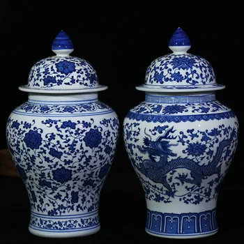 Kitajski Slog Starinsko o Uvedbi Keramični Ingver Jar Home Office Dekor Modre in Bele Porcelanaste Vaze