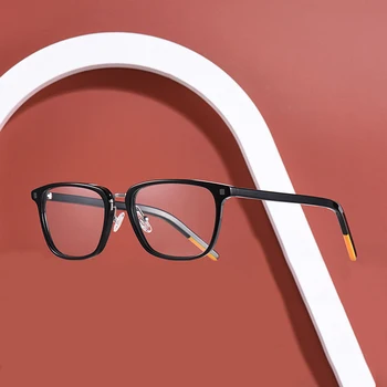 Klasična Suqare Optičnih Očal Okvir za Moške, Ženske Kratkovidnost Recept Očala Ročno Izdelane Retro Acetat Black Branje Očala