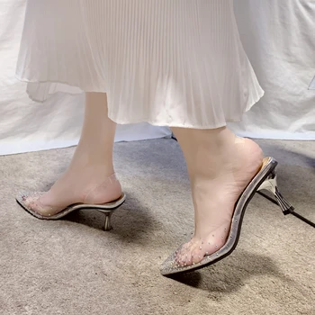 Konicami Prstov svate Čevlji za Ženske Sandale, ki Modne Tanke pete iz gume visoke pete ženske črpalke čevlji ženske poletje sandalen