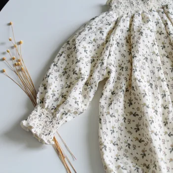 Korejska Različica baby bodysuit Jeseni Cvjetnim Tiskanja Dolgi Rokav Enega Kosa Obleko Plazil Oblačila baby girl obleke