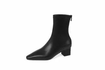 Krazing Pot Chelsea škornji high street mode debel moški, pete majhnih kvadratnih toe zadrgo evropske design, prijetno dekliški škornji L26