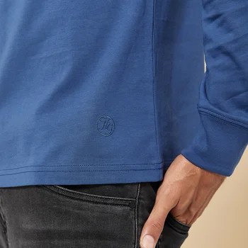 KUEGOU bombaža moška T-shirt majica dolg rokav jeseni tshirt Žep dekoracijo postane oddaljena zgornje oblačilo top plus velikost ZT-88036