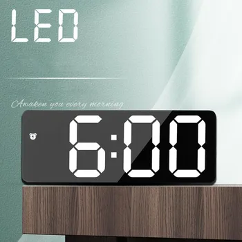 LED Akril/Ogledalo Budilka Glasovni Nadzor, Digitalna Ura, Čas Dremeža Prikaz Temperature Nočni Način Doma Dekoracijo Ura