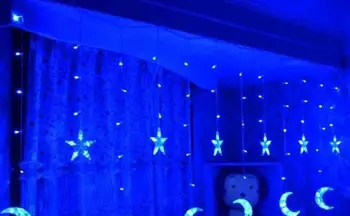 LED Luna Zavesa Svetlobe, Ledenica Svetlobe LED Pentagram Božič Luči Dekoracijo Luči