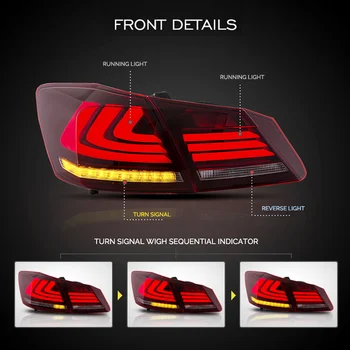 LED Rep Svetlobe Zbora za Honda Accord 2013 LED Rep Svetilko z Vzvratno Luč Obračanja Opozorilne Luči Zavorna Luč