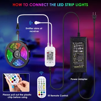 LED Trakovi Luči Bluetooth App Dream RGB barvni Prostor 1903 IC Trak Svetlobe Barvno spreminjajoče se svetlobe trak 12V Vodoodporni trak