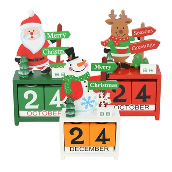 Lesene Božični Koledar Adventni Odštevanje Santa Claus Snežaka Koledar Okras Božično Zabavo Domačo Mizo Dekoracijo Otroci Darilo