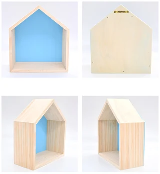 Lesene Mala Hiša obliko okrasne police za Shranjevanje Rack Obrti Okraski nosilec Stenski Viseči Okras Otroška soba doma dekor 1PC