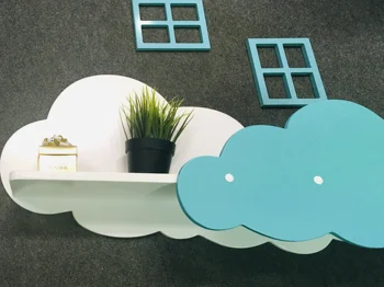 Lesene načrt polica-oblak za otroke, soba dekor za otroško sobo
