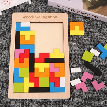 Lesene Uganke Tangram Za Otroke Baby Zgodnje Izobraževanje Magic Puzzle Igrače Možganov Teaser Namizja Igra Za Prosti Čas Igrača