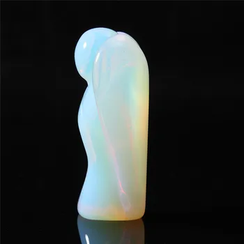 Ljubek Angel Obliko Opalite Kristalni Kamen Zdravljenje Reiki Energije Gemstone Obesek Figur Darilo Za Dekoracijo Doma Obrti Darilo