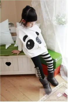 Lovely baby Dekleta, Otroci, oblačila, ki 2Pcs bo ustrezala Panda T-shirt+Prugasta Dokolenke otroška Oblačila določa