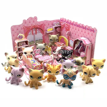 LPS MAČKA redkih pet shop igrače stoji lepe kratke lase mačka zbirka s peno sestavljeni spalnica grad dodatki darilo igrače