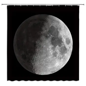 Luna Površine Tuš Zavesa Oddaljen Planet Sistem Blue Earth Pogled Astronomije Moških Otroci Fantje Kopalnica Domu Dekorativni Hitro Sušenje