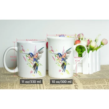 MAYREY Lepa Ptica Tiskanje Pokal Keramični Vrč Kave s Fotografijo Edinstveno Darilo Akvarel hummingbird Umetniško Fotografijo Vrč 11 oz