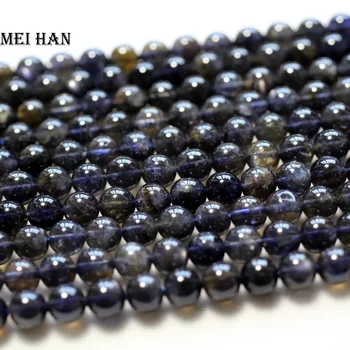Meihan (1strand/set/20 g) naravni 6+-0.2 mm iolite nemoteno krog svoboden kroglice za nakit design, izdelava DIY