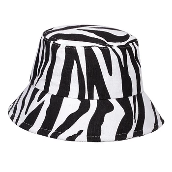 Moda poletje bombaž vedro klobuk zebra Prugasta tiskanja Ribič Klobuk Hip Hop prostem, potovanja panamski klobuk, slamnik za moške, Ženske